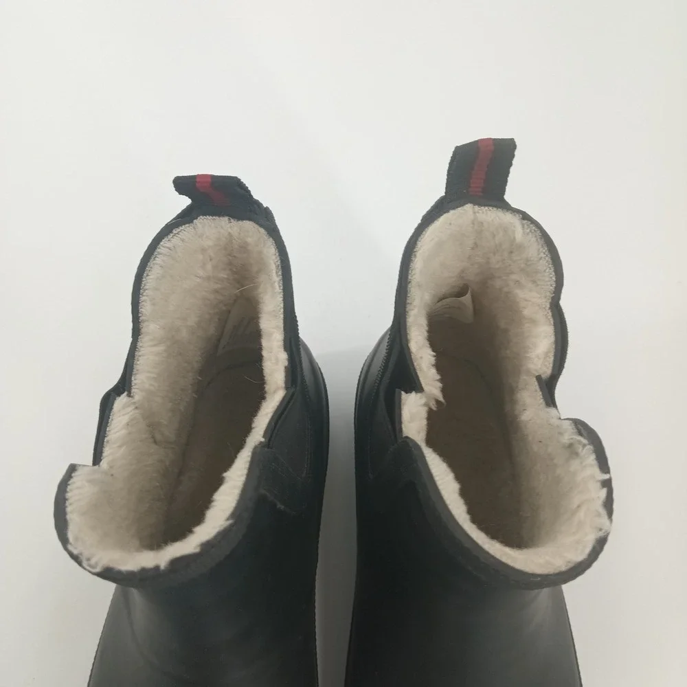 Tretorn Womens Black Rubber‎ Chelsea Rain Boots Faux Fur Lined Ankle Size 8